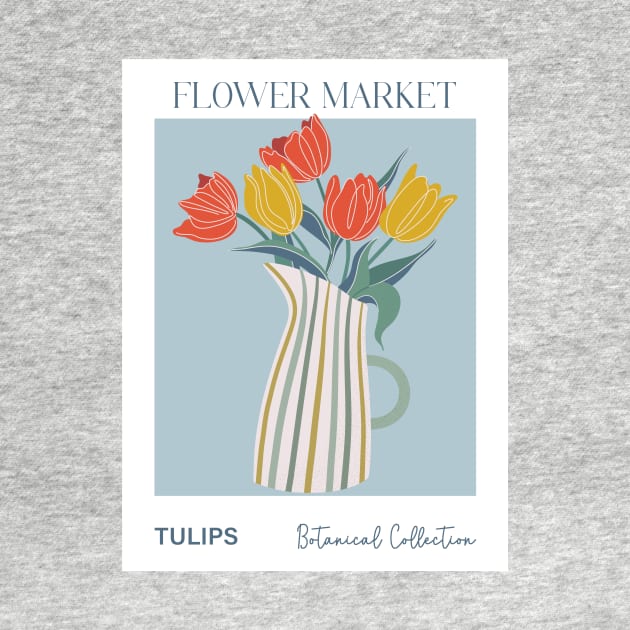 Trendy botanical print with bunch of tulips by DanielK